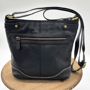 Born Izabel Bucket Crossbody Black Pebbled Leather Bag